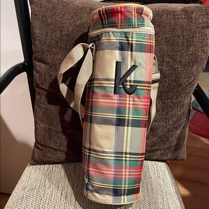 Initials, inc Personalized ‘K’ Plaid Insulated Wine bag